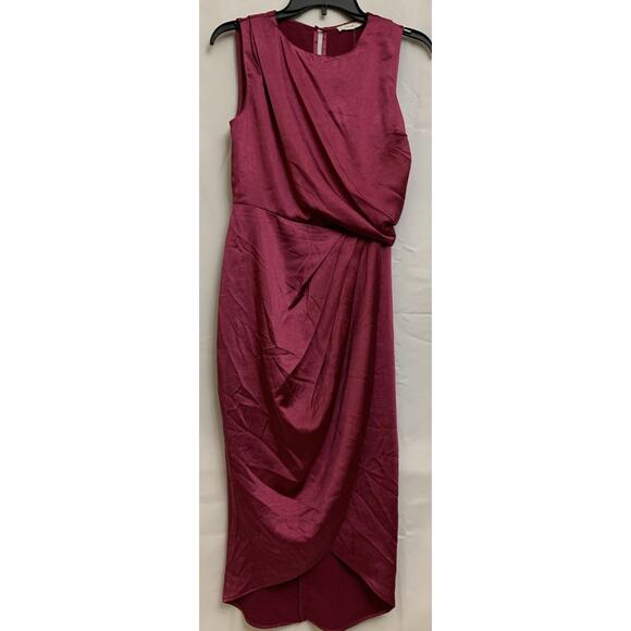 Lush Violet Rose Pleated Ruched Satin Sleeveless Dress Womens XS Nwt - Picture 3 of 9